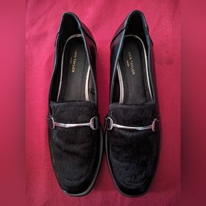 Ann Taylor Faux Fur Slip On Loafers sz 8.5M Black